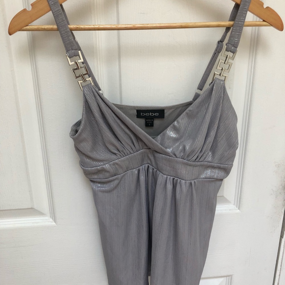 Silver metallic Bebe Top